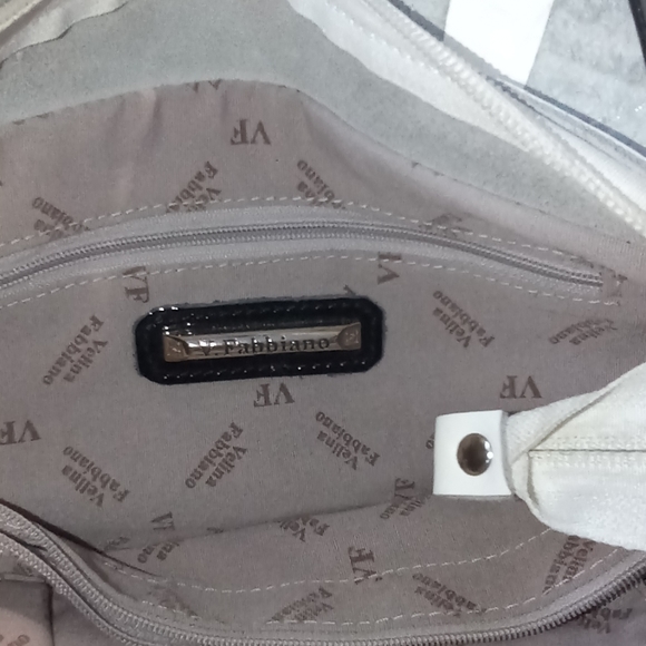 Vintage European Velina Fabbiano white with red flowers on leather - Picture 10 of 12